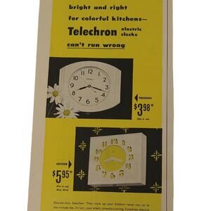 Telechron Electric Kitchen Clocks‎ - 1950 Original Retro Vtg PRINT AD Ephemera